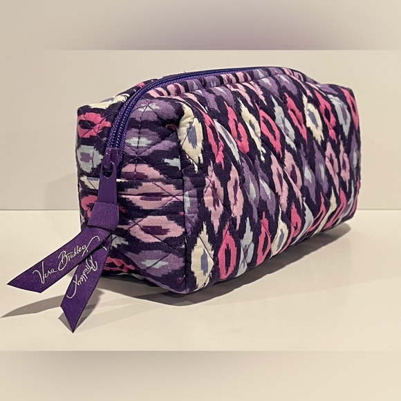 Vera Bradley Cosmetic Bag Lilac Ikat Plastic Lined - Picture 3 of 11